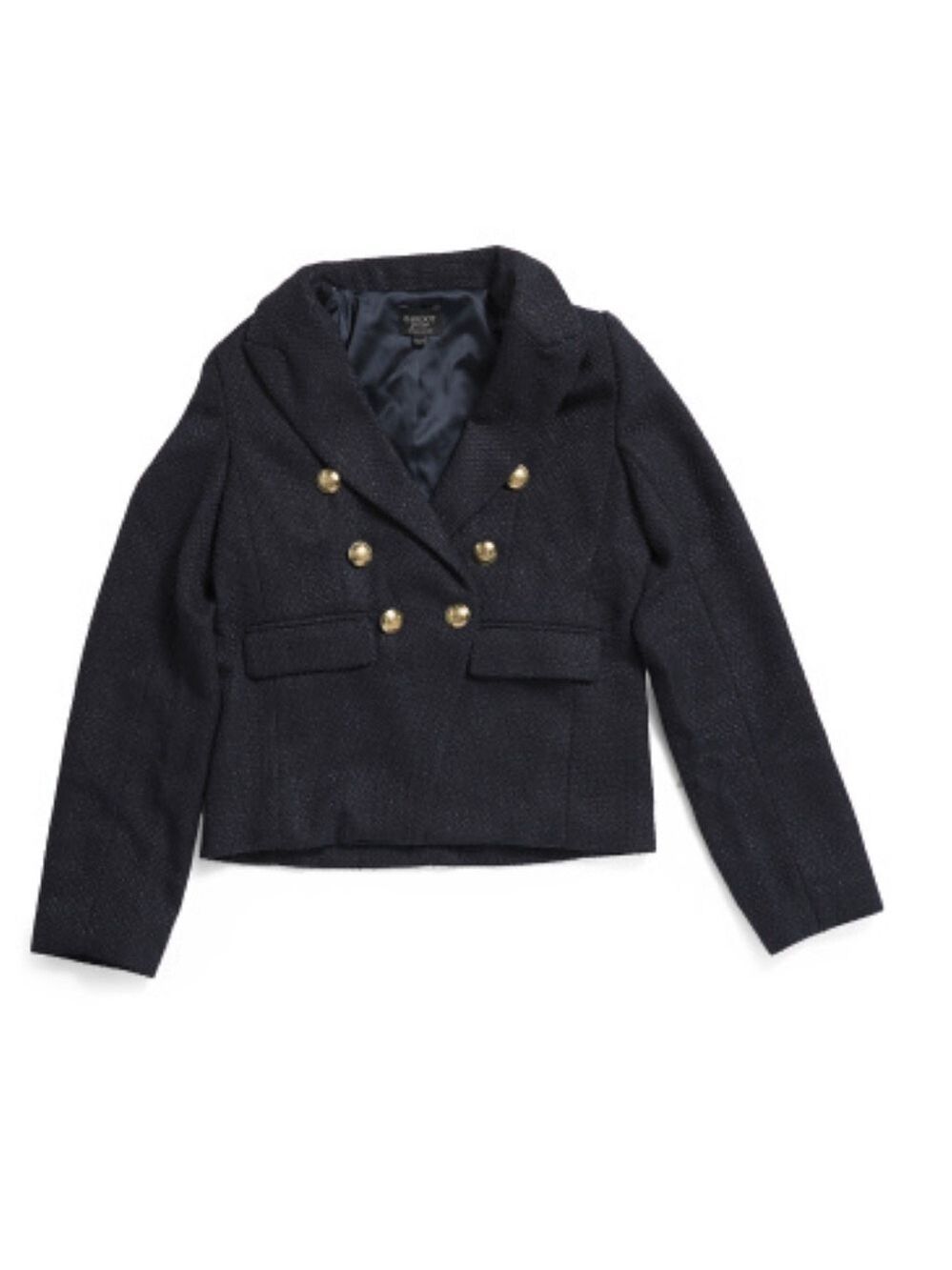 Black Double-Breasted Blazer with Gold Buttons